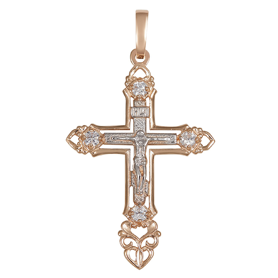 Крест, золото, фианит, 750016
